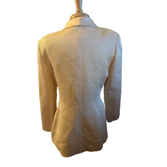 Vtg M Women Rickie Freeman Teri Jon Saks Suit Blazer Ivory Jacket Coat Textured - Picture 5 of 7